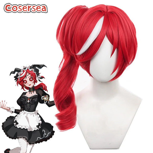 Identity V Crimson Red Mixed White Ponytail Cosplay Wigs