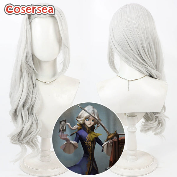 Identity V Joseph 80cm Long Wavy Silver White Cosplay Wigs