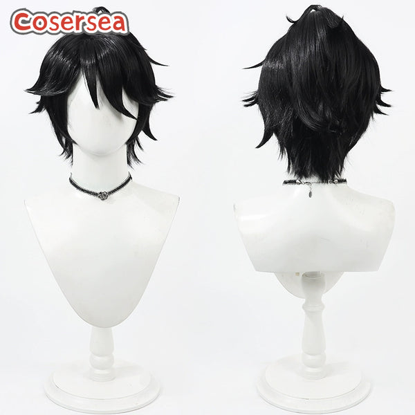 Identity V Luca Balsa 30cm Short Black Ponytail Cosplay Wigs