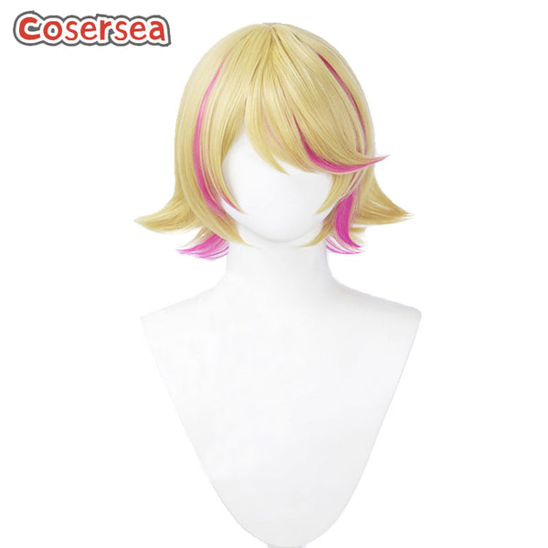 Kagamine Rin 30cm Short Straight Blonde Mixed Hot Pink Cosplay Wigs