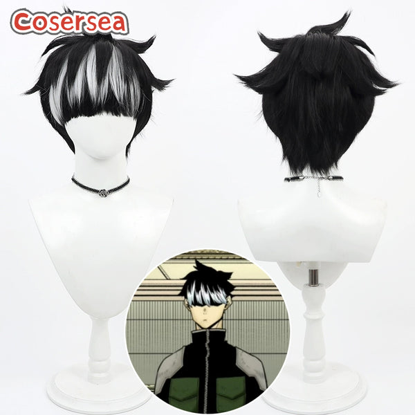 Kaiju No. 8 Gen Narumi 30cm Short Black Mixed White Cosplay Wigs