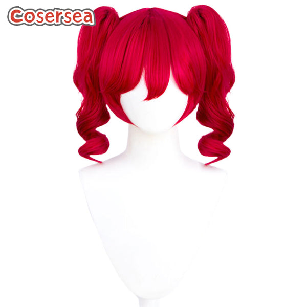 Kasane Teto Mesmerizer 40cm Wavy Red Ponytail Cosplay Wigs
