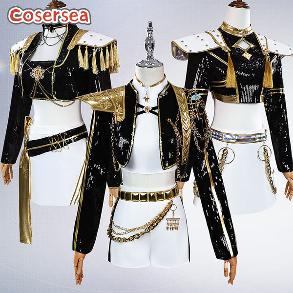 Cosersea Kpop Demon Hunter Rumi Mira Zoey Black Gold Cosplay Costume