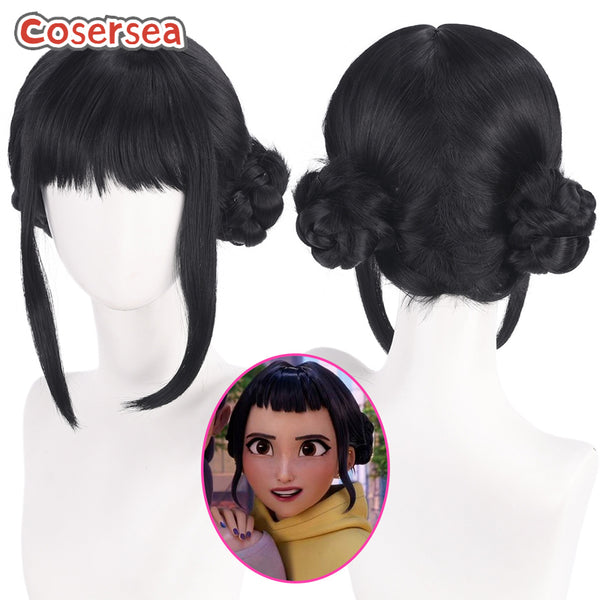 Cosersea Kpop Demon Hunter Zoey Black Cosplay Wigs With Braided Buns