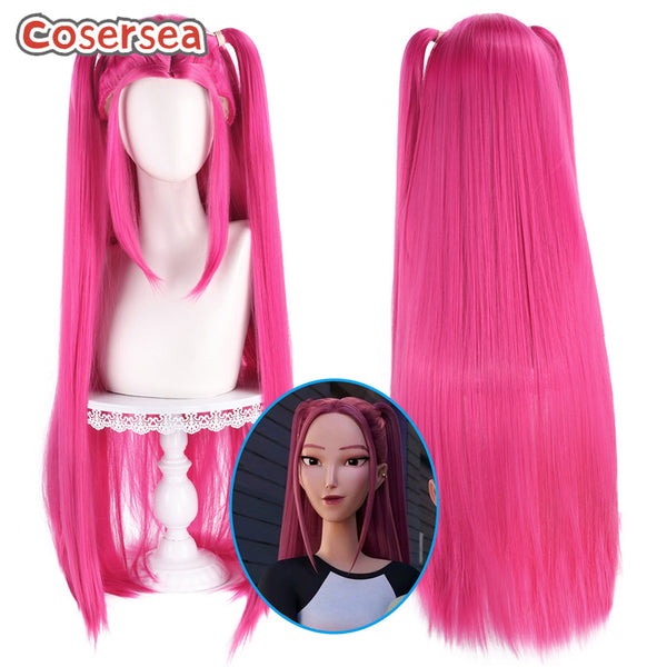 Cosersea Kpop Demon Hunter Mira 100cm Long Hot Pink Cosplay Wigs