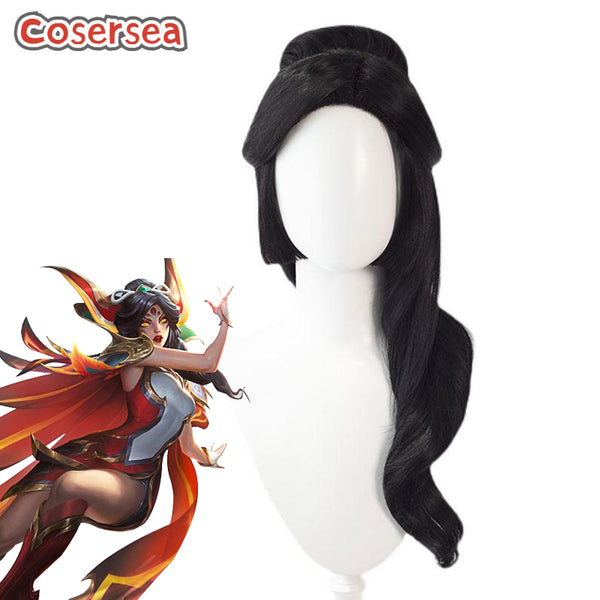 LOL Anniversary Skin Brave Phoenix Xayah Long Black Cosplay Wigs