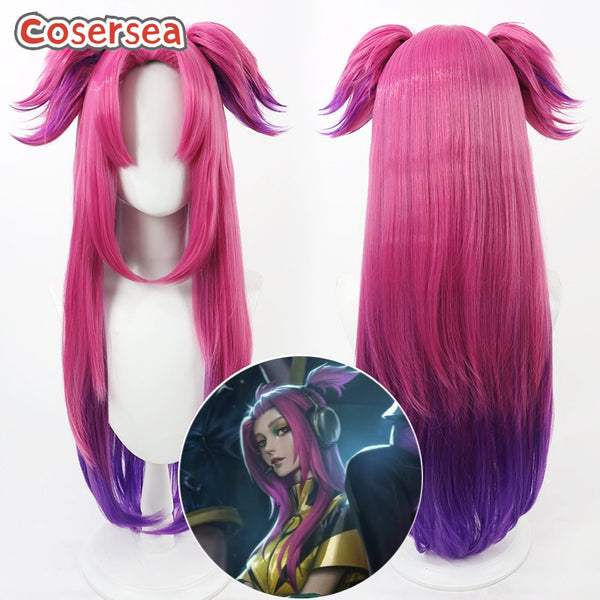 LOL Heartsteel Alune 80cm Dark Pink Gradient Purple Cosplay Wigs
