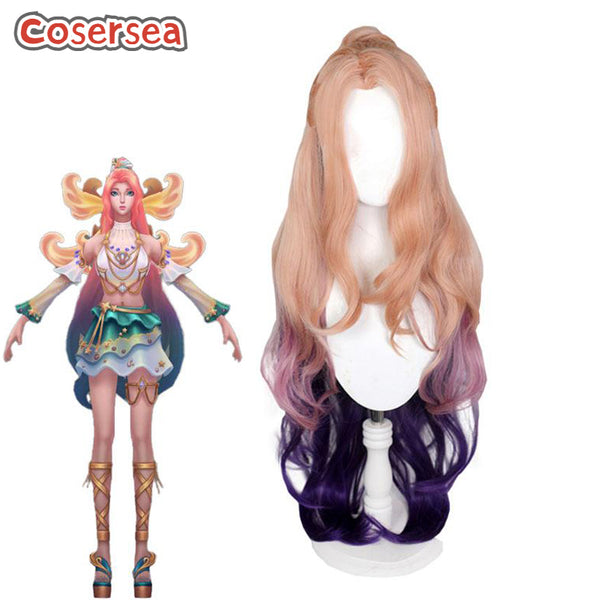 LOL Ocean Song Seraphine 100cm Long Gradient Cosplay Wigs