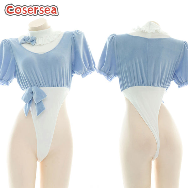 Ladies Sexy Plush High Fork Onesie Bow Underwear Private Pyjama Jumpsuit