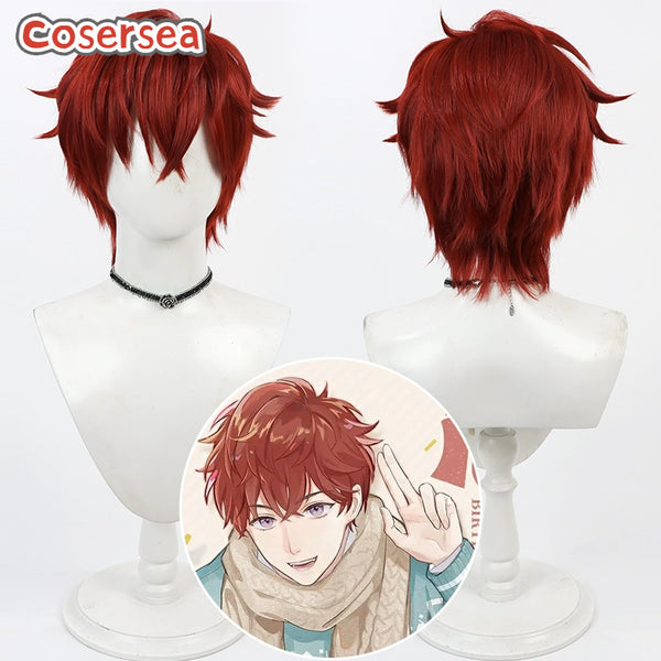 Laser 30cm Short Straight Red Men Cosplay Wigs