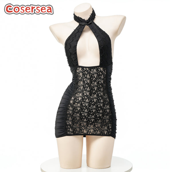 Leaky Cheongsam Sexy Hollow Backless Women's Semi-transparent Underwear