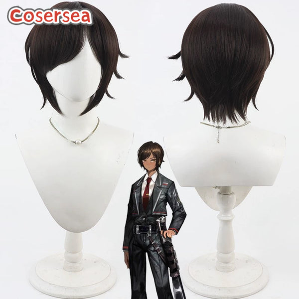 Cosersea Limbus Company Outis 30cm Short Dark Brown Men Cosplay Wigs