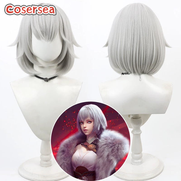 Cosersea Ling Cage Bai Yuekui 30cm Short Silver White Bobo Cosplay Wigs