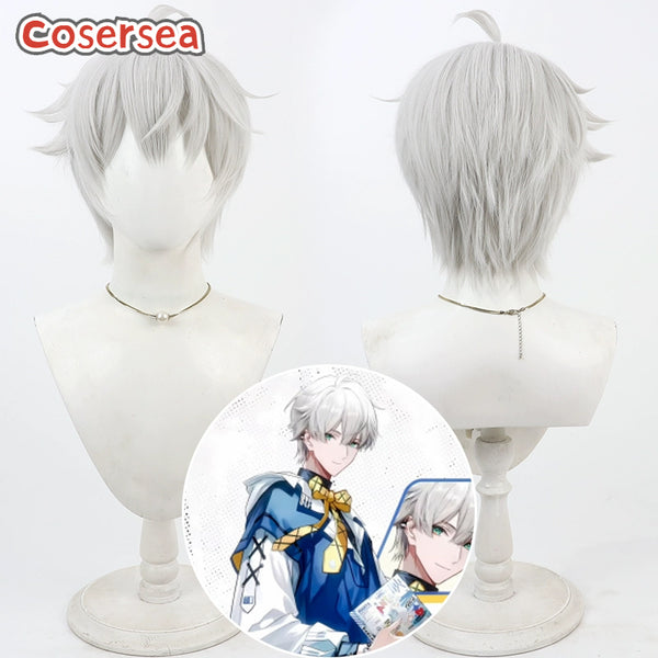 MANTA : Virtual Idol Boy Group XuXiangning 30cm Silver White Men Cosplay Wigs