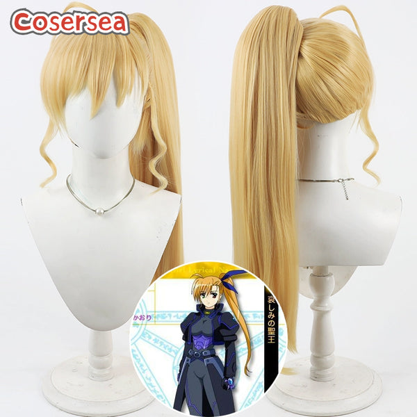 Cosersea Magical Girl Lyrical Nanoha ViVid Takamachi Vivio 60cm Blonde Ponytail Cosplay Wigs