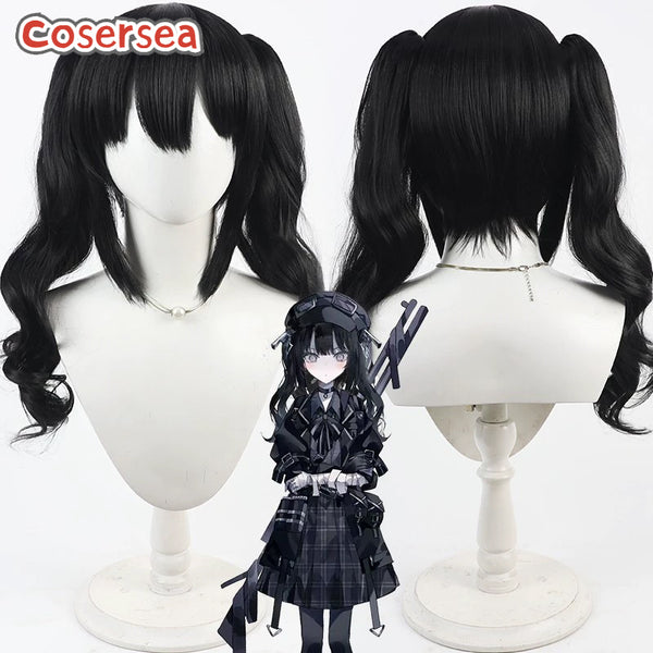 Cosersea Magical Girl Witch Trials Kurobe Nanoka 60cm Wavy Black Ponytail Cosplay Wigs