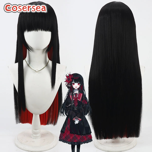 Cosersea Magical Girl Witch Trials Nikaidou Hiro 80cm Black Mixed Red Cosplay Wigs