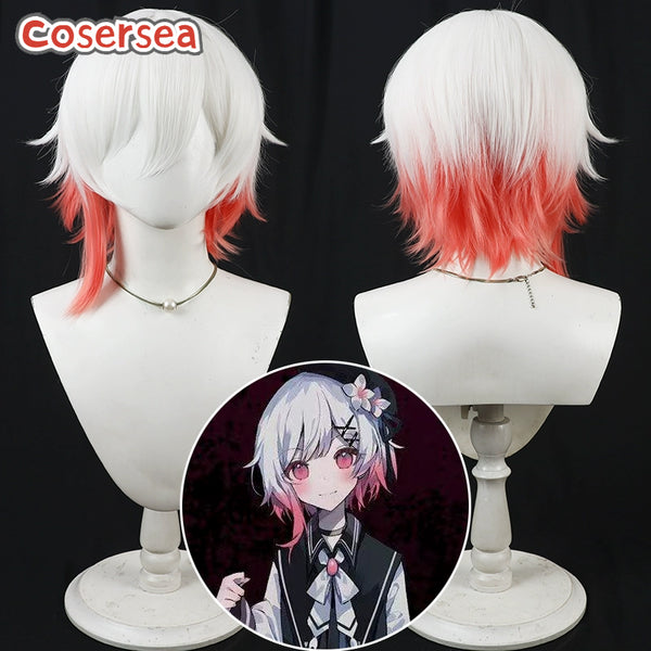 Cosersea Magical Girl Witch Trials Sakuraba Ema 30cm White Mixed Red Cosplay Wigs