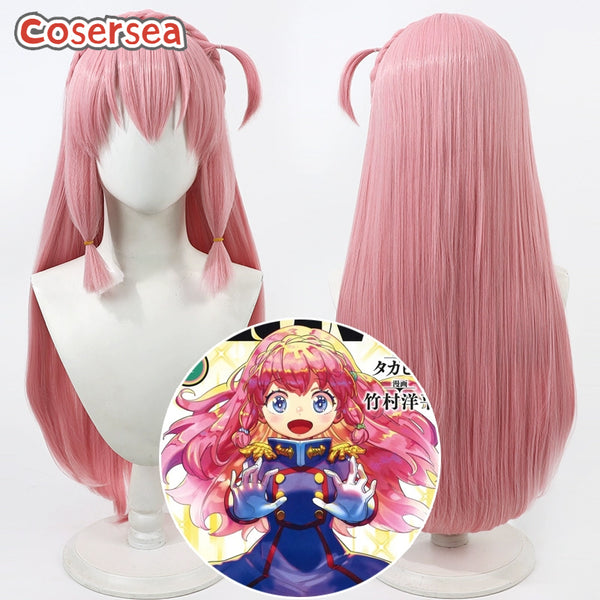 Mato Seihei no Slave Okawamura Nei 90cm Long Pink Cosplay Wigs