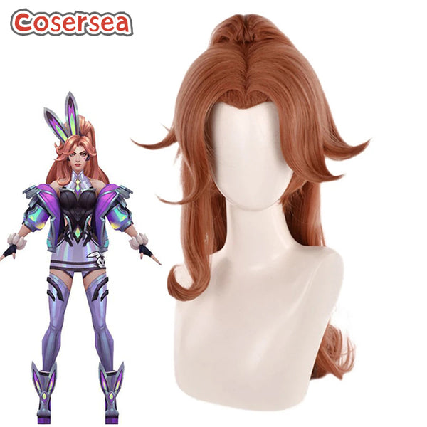 LOL Battle Miss Fortune Long Brown Ponytail Cosplay Wigs
