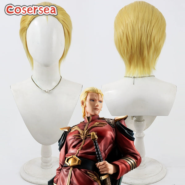 Cosersea Mobile Suit Gundam Char Aznable 30cm Blonde Men Cosplay Wigs