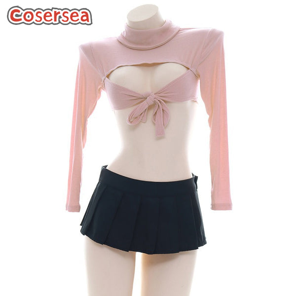 Modal Sexy High Neck Lace-up Ribbed Dress Homewear Private Room Sweater