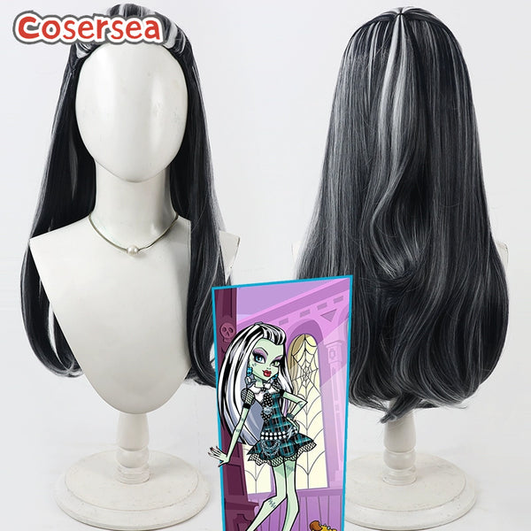 Cosersea Monster High Frankie Stein 70cm Black Mixed White Cosplay Wigs