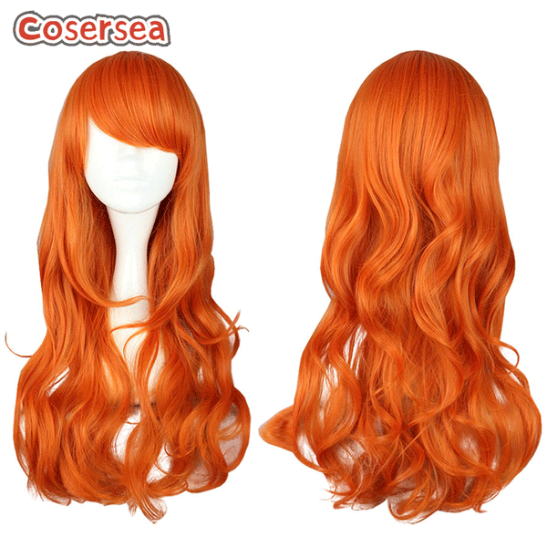 Nami 60cm Long Curly Orange Cosplay Wigs