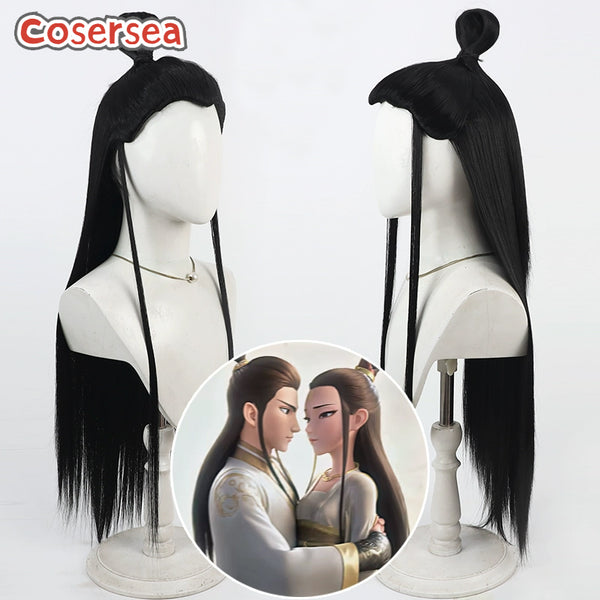 Ne Zha 2 Hetong Lutong 90cm Black Cosplay Wigs