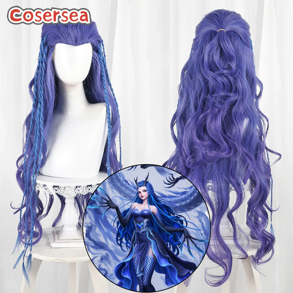 Cosersea Ne Zha 2 Aorun 100cm Long Wavy Purple Mixed Blue Cosplay Wigs