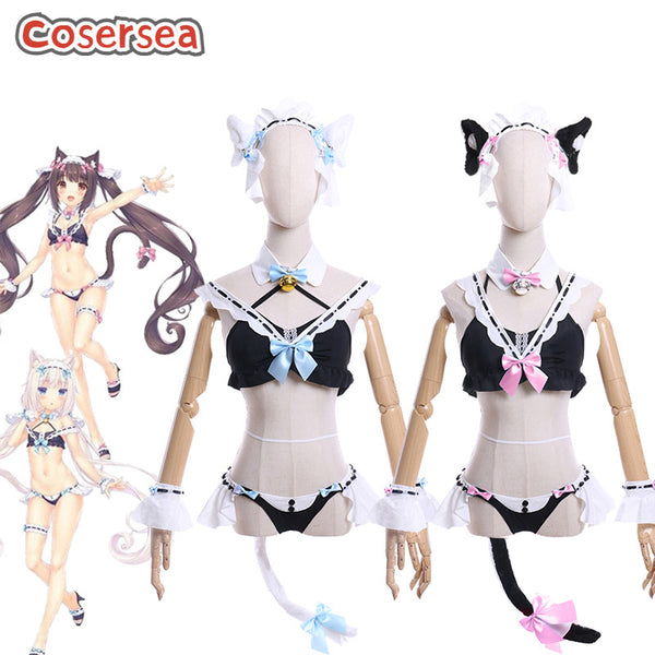 Nekopara Chocola Vanilla Cosplay Costume Sexy Cat Maid Servant Swimsuit
