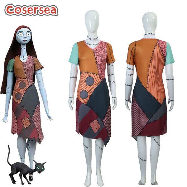 Cosersea Nightmare Before Christmas Jack Skellington Sally Romance Moon Dress Cosplay Costume