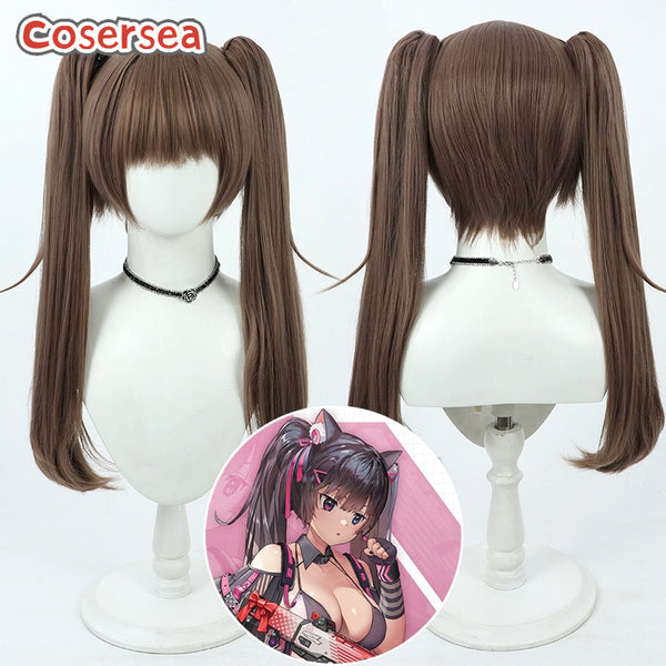 Nikke The Goddess Of Victory Ni Luo 50cm Brown Ponytail Cosplay Wigs