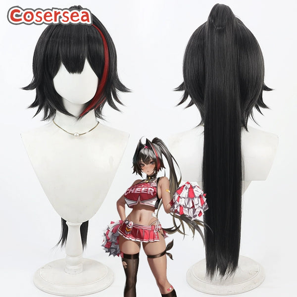 Cosersea Nikke The Goddess of Victory Bay Black Mixed Red Ponytail Cosplay Wigs