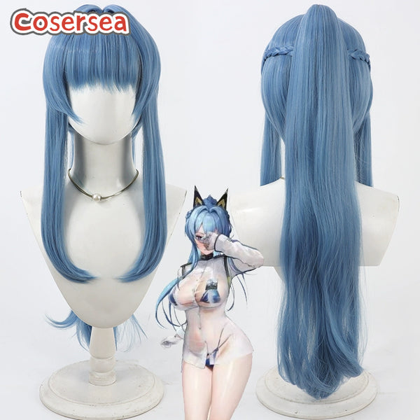Cosersea Nikke The Goddess of Victory Helen 80cm Light Blue Ponytail Cosplay Wigs