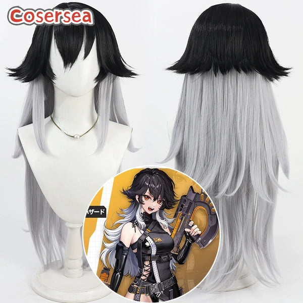 Cosersea Nikke The Goddess of Victory K 90cm Black Mixed Gray Cosplay Wigs