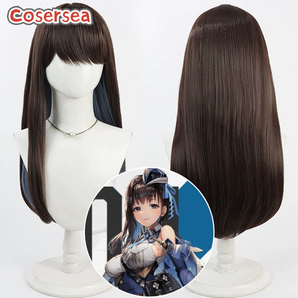 Cosersea Nikke The Goddess of Victory Marian 80cm Brown Mixed Blue Cosplay Wigs