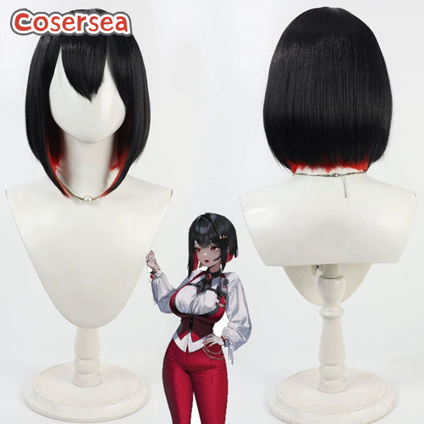 Cosersea Nikke The Goddess of Victory Rouge 30cm Black Mixed Red Cosplay Wigs