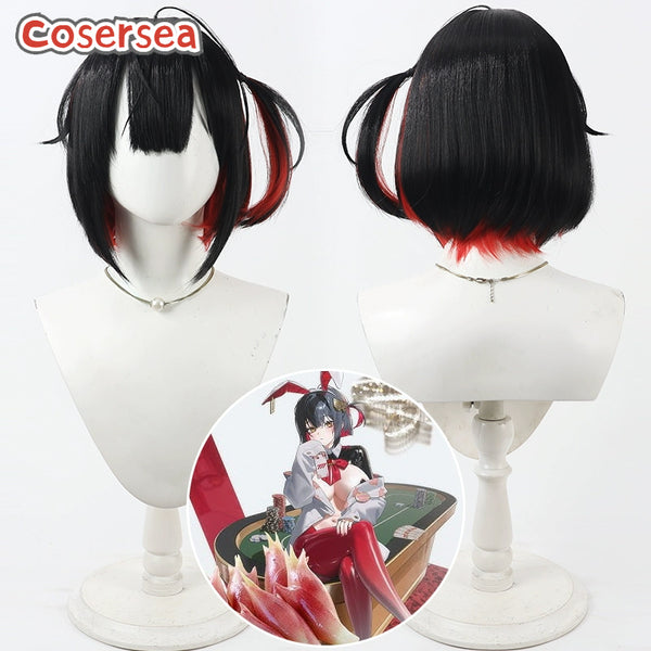 Cosersea Nikke The Goddess of Victory Rouge 30cm Black Mixed Red Cosplay Wigs