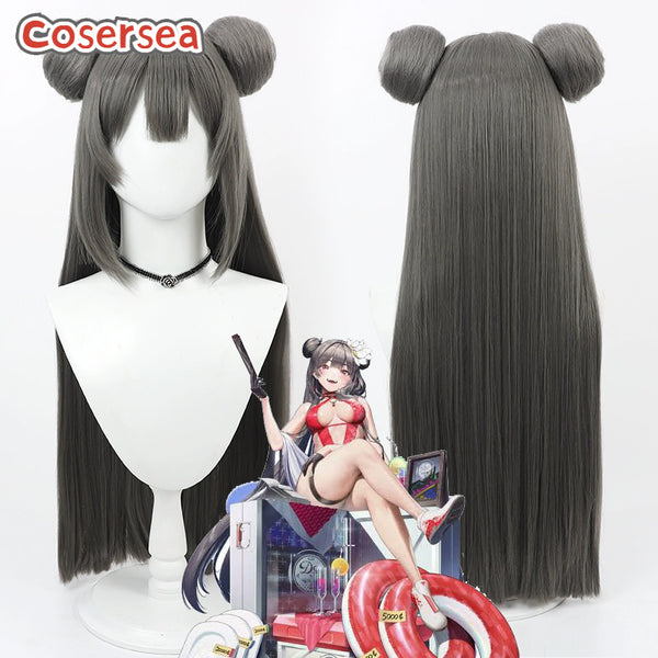 Cosersea Nikke The Goddess of Victory Yan 80cm Dark Gray Cosplay Wigs With Buns