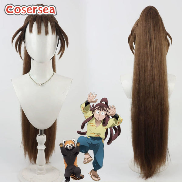 Cosersea Nintama Rantarou Ohama Kanemon 80cm Long Brown Ponytail Cosplay Wigs