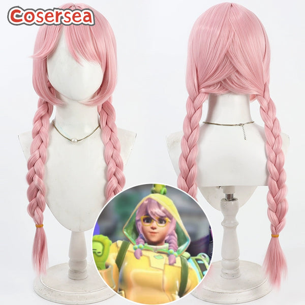 Overwatch OW Rainy Day Kiriko Skin 70cm Pink Braided Cosplay Wigs