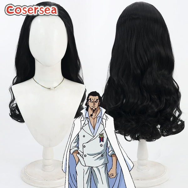One Piece Rob Lucci 55cm Long Wavy Black Cosplay Wigs