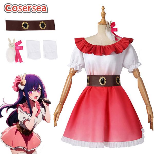 Oshi No Ko Ai Hoshino Stage Red Dress for Singers Cosplay Costume