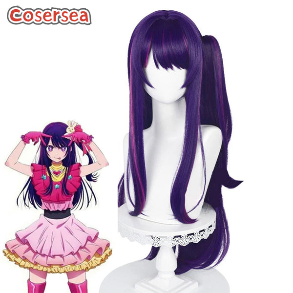 Oshi no Ko Hoshino Ai 80cm Purple Mixed Pink Ponytail Cosplay Wigs