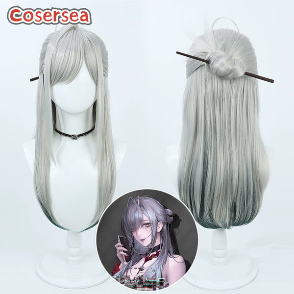 Path to Nowhere Eleven 68cm Silver Gray Mixed Green Cosplay Wigs