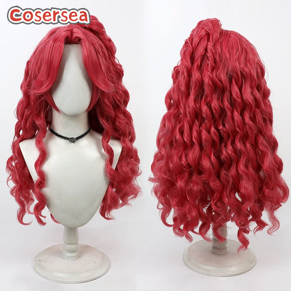Pinkamena Diane Pie Pinkie Pie 65cm Long Wavy Rose Red Ponytail Cosplay Wigs