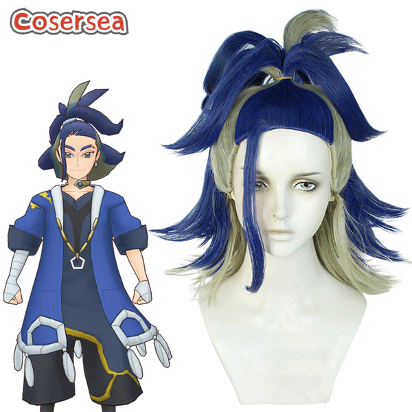 Pokémon Adaman Blue Mixed Green Cosplay Wigs