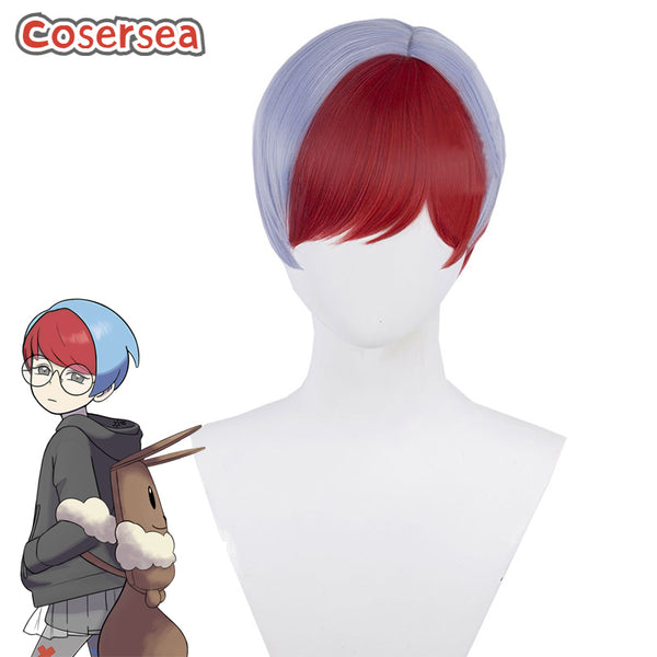 Pokémon Scarlet and Violet Penny Blue Mixed Red Cosplay Wigs