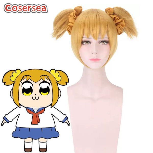 Pop Team Epic Pop Golden Yellow Ponytail Wigs
